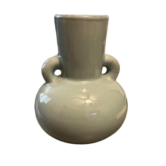 Vintage Japan light Gray aqua vase with two handles - Picture 2 of 2